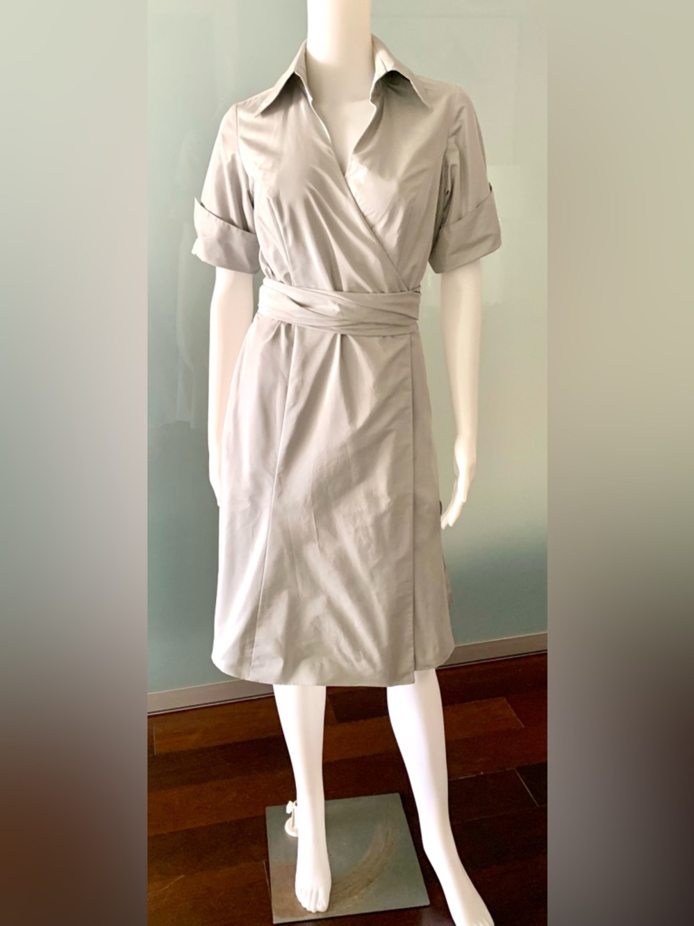 Silvia Tcherassi Taffeta’ Gray Wrap Dress Size 6